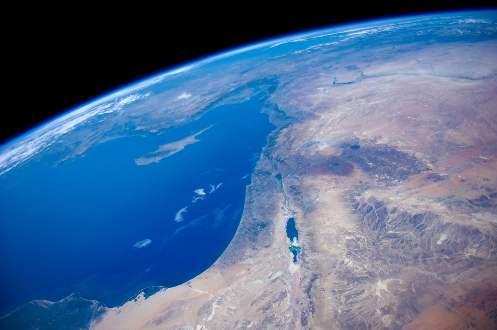 Stunning Satellite View of Israel, Lebanon, Gaza Strip, Turkey's Southeast Coast, and Cyprus Island from space. Elements of this image furnished by NASA
