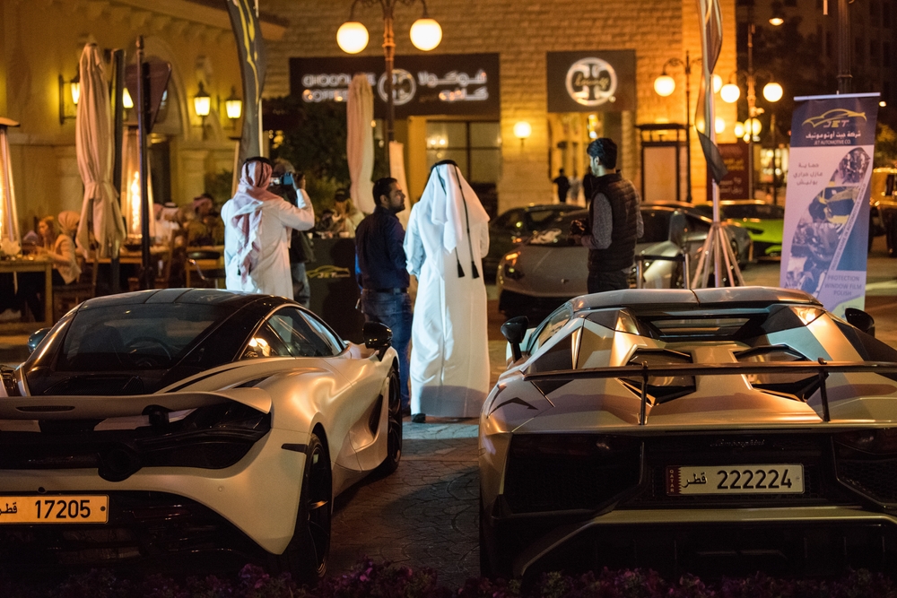 Doha , Qatar-February 01,2023 : Exhibition of luxury supercars organized by the Qatari team called "Elite supercars".