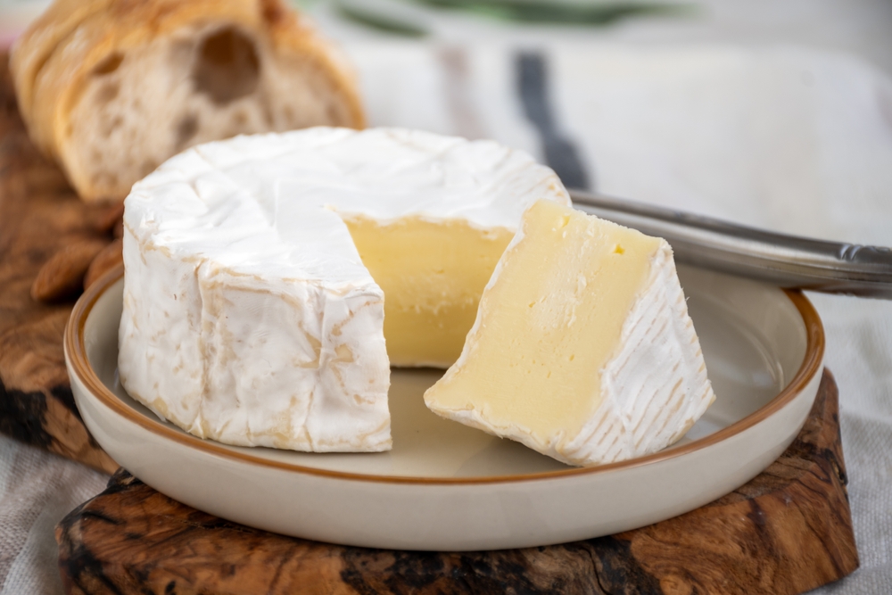 French soft Camembert cheese, original Camembert de Normandie made from raw unpasteurised cow milk