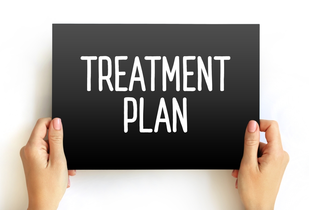 Treatment Plan - detailed plan with information about a patient's disease, the treatment options for the disease and possible side effects, text concept on card