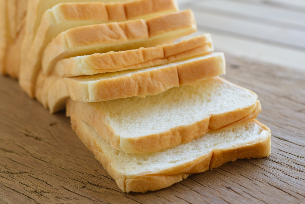 homemade slide bread on the wooden broad