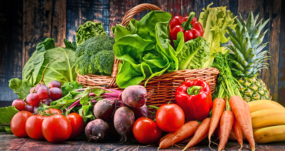 Composition with assorted raw organic vegetables. Detox diet