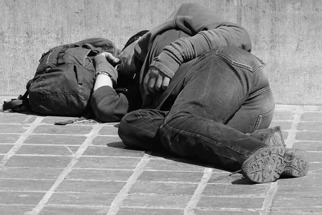 homeless man sleeping
