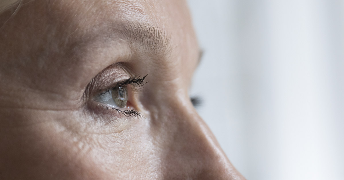 Close up of profile of woman's face, nose and eyes