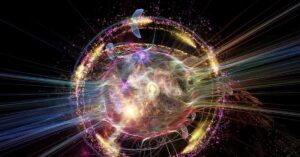 Scientists Measure the Speed of Quantum Entanglement, And It Defies Human Comprehension Atomic Wave series. Composition of lights, orbits , waves and fractal elements suitable as a backdrop for the projects on science, theoretical physics, technology and education