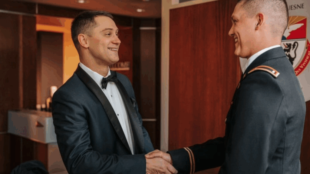Ryan Kingerski, left, was the best man at his twin brother Jacob’s wedding in June 2024.