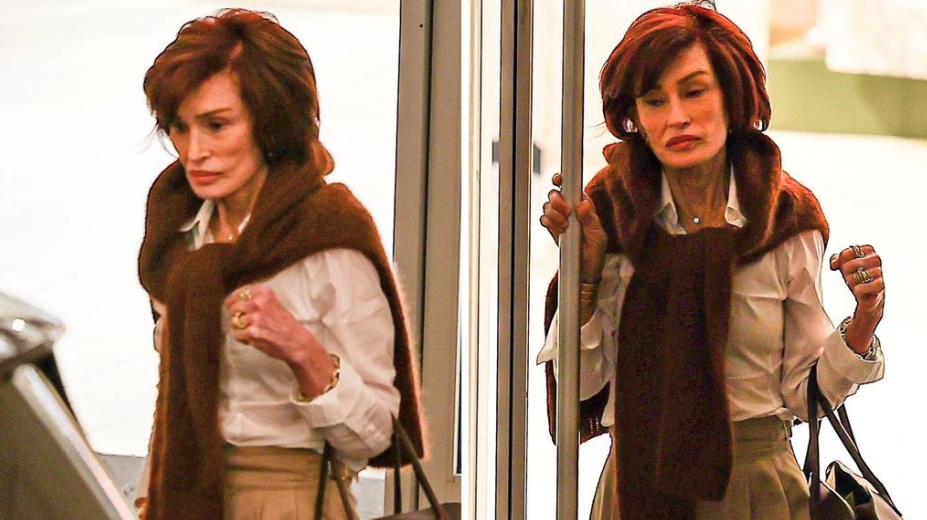 Sharon Osbourne showing visible signs of Ozempic mouth and facial volume loss after using weight loss medication.
