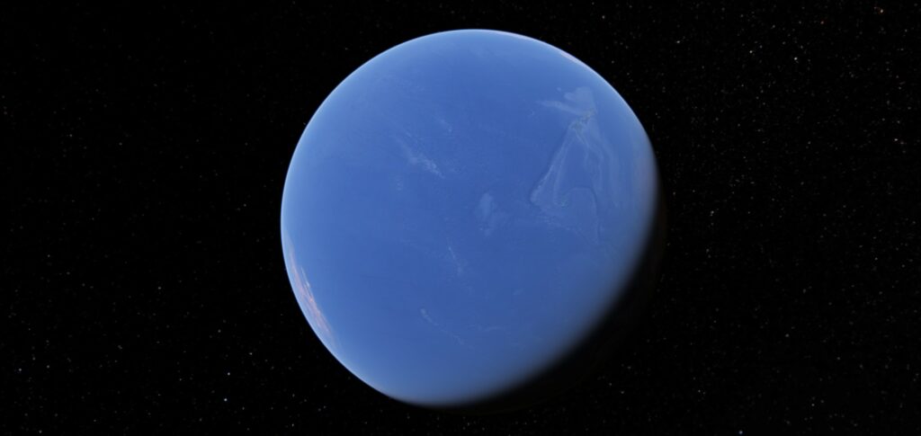 Google Earth image of ocean and water on space background