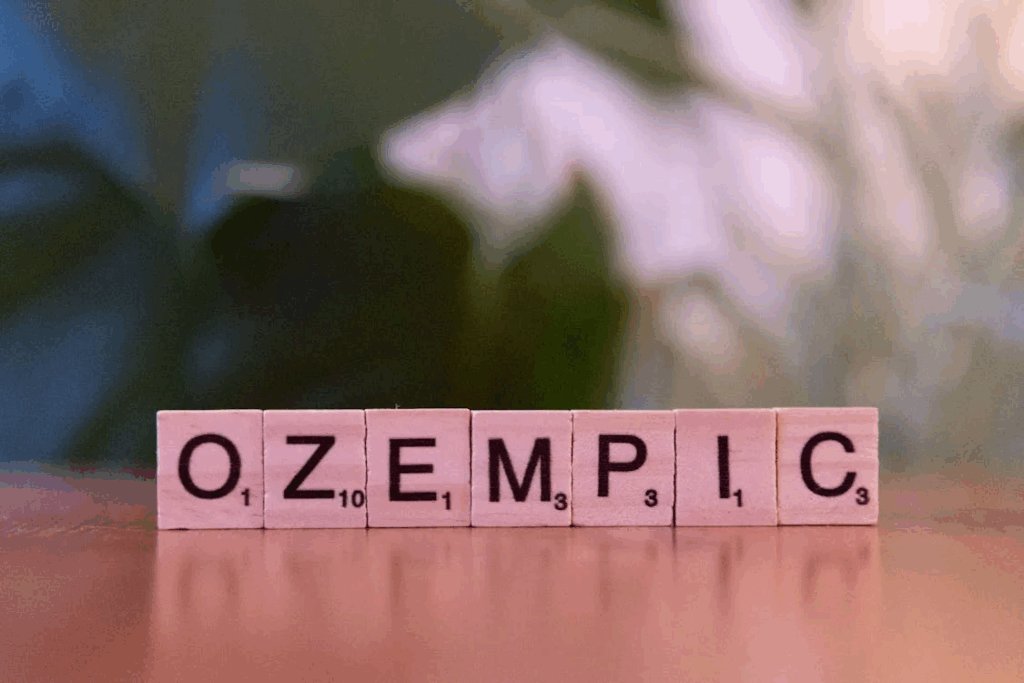 Ozempic Scrabble Tiles on Wooden Surface