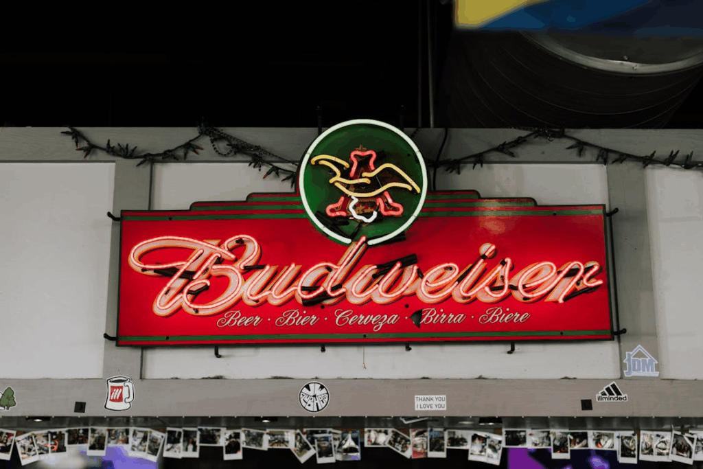 Budweiser Neon Logo on Wall