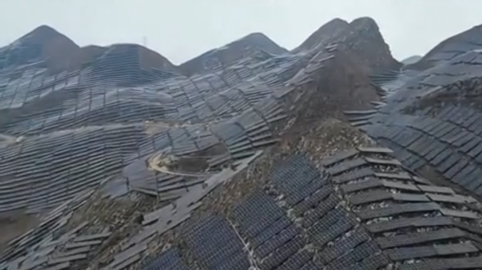 Mountain Range Covered In Solar Panels