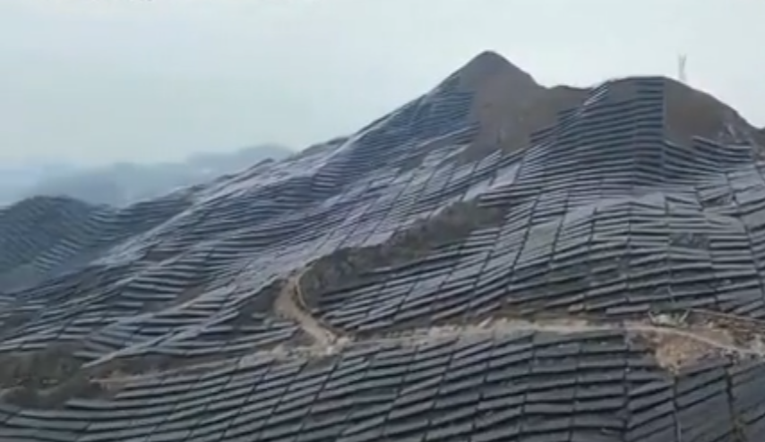 Mountain Range Covered In Solar Panels