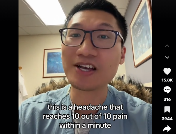Dr Bing discussing thunderclap headaches on Tiktok