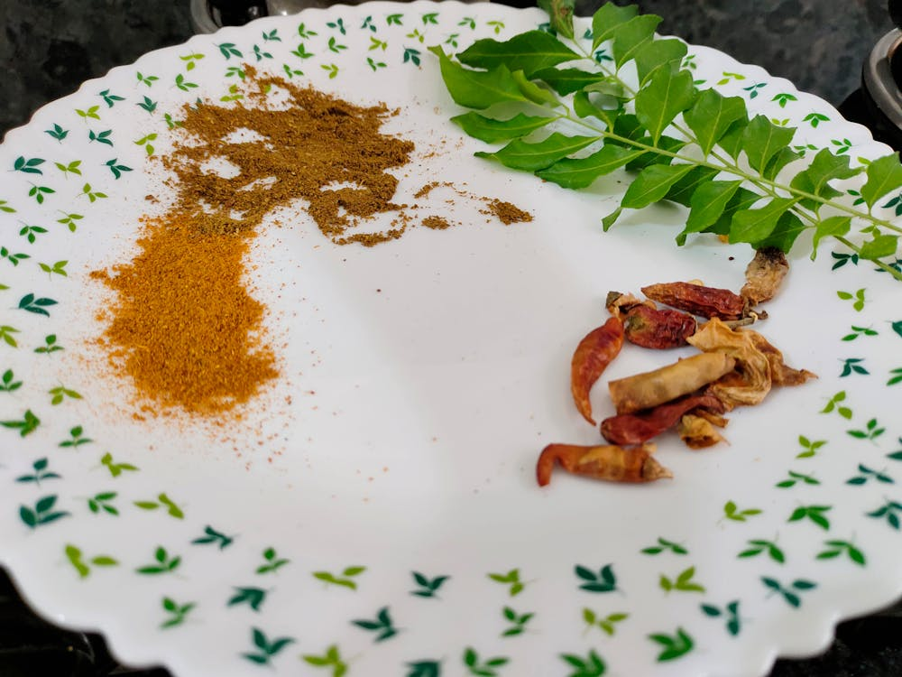 Leaves, Spices and Herbs on Plate