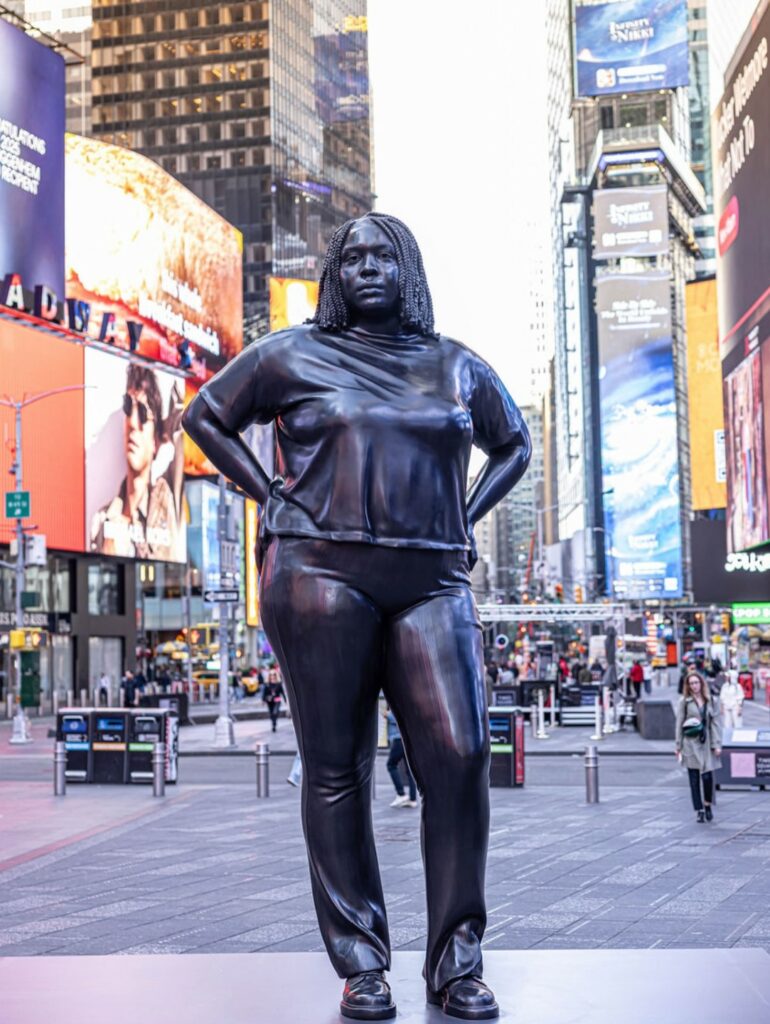 Bronze statue in Times Square