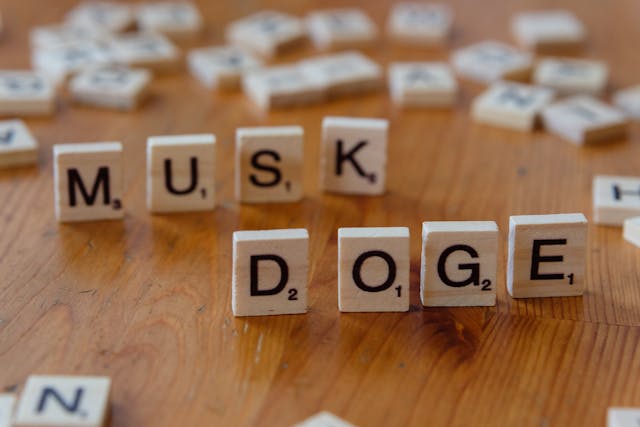 Musk DOGE scrabble letters