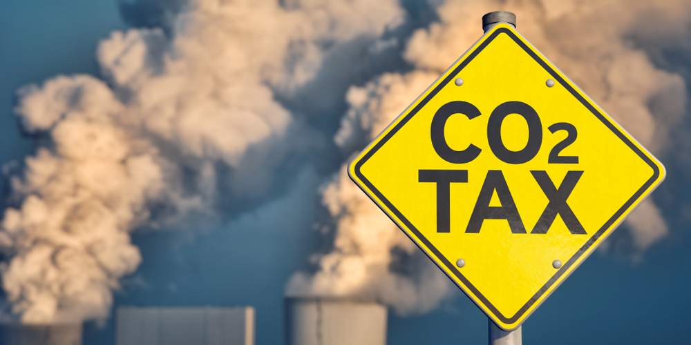 3D illustration, Traffic sign CO2 tax