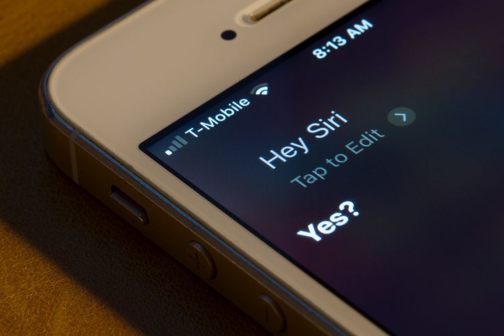 Portland, OR, USA - Mar 17, 2020: Siri, Apple's virtual assistant, is voice activated on an iPhone.