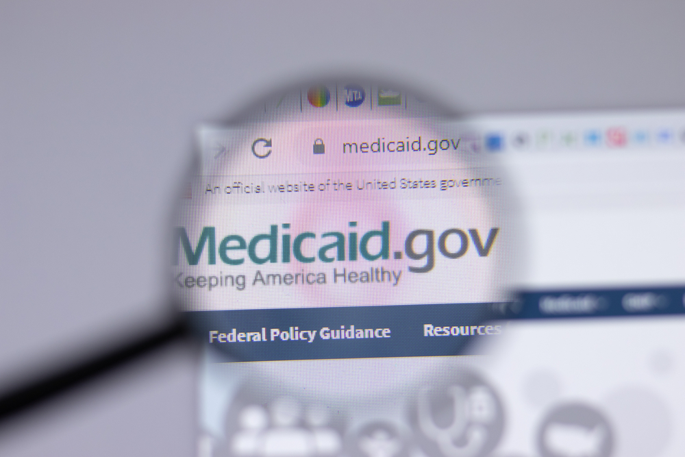 New York, USA - 18 March 2021: Medicaid.gov company logo icon on website, Illustrative Editorial