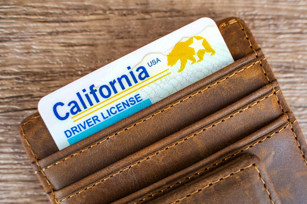 Close-up of California driver's license.
