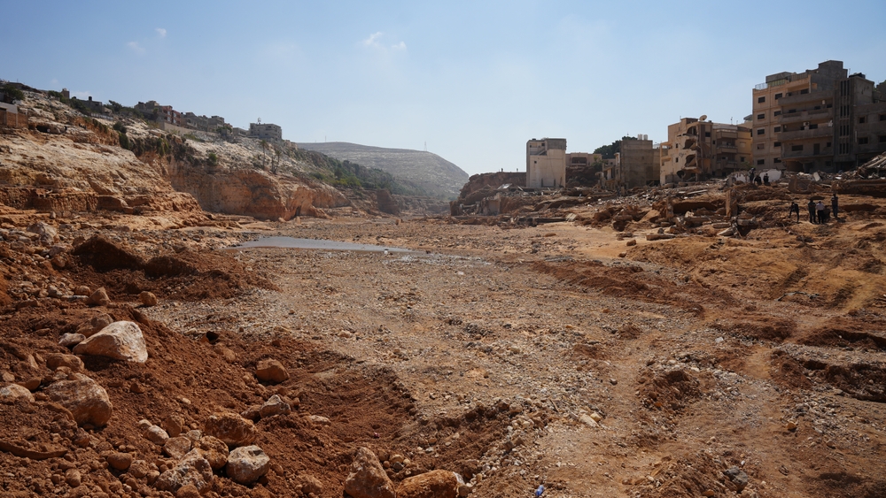 Derna, Libya - September 11 2023: Derna valley dam collapse due to Daniel storm.