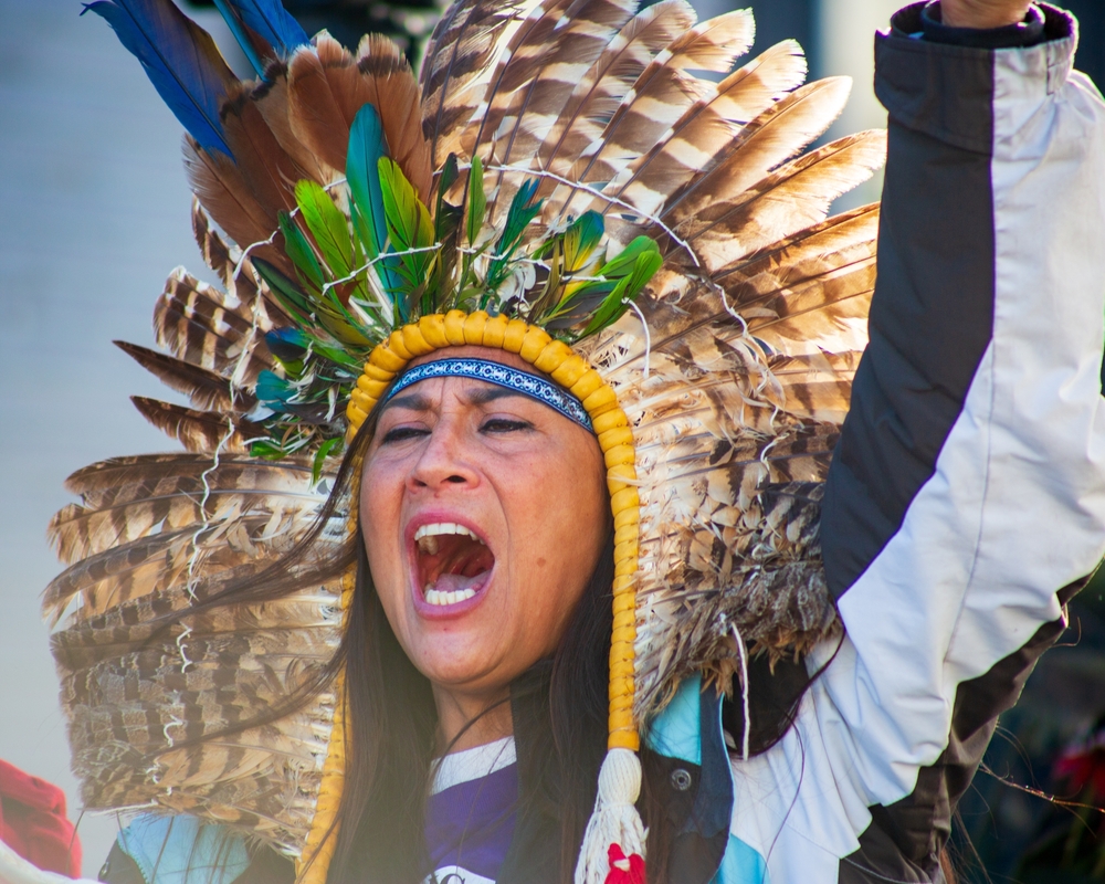 Plymouth, Massachusetts, USA - November 23, 2023: National Day of Mourning, Native American