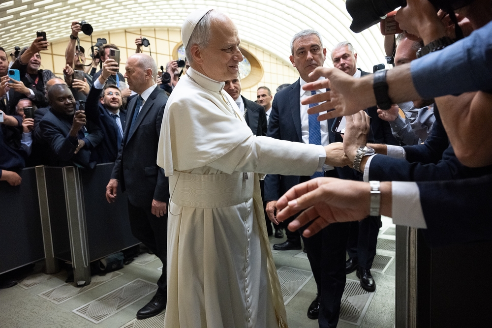 12th May 2025; Vatican City, Rome, Italy; Pope Leo XIV Holds Audience for Journalist; Pope Leo XIV receives journalists and media workers in audience