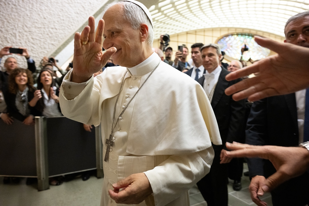 12th May 2025;  Vatican City, Rome, Italy; Pope Leo XIV Holds Audience for Journalist; Pope Leo XIV receives journalists and media workers in audience