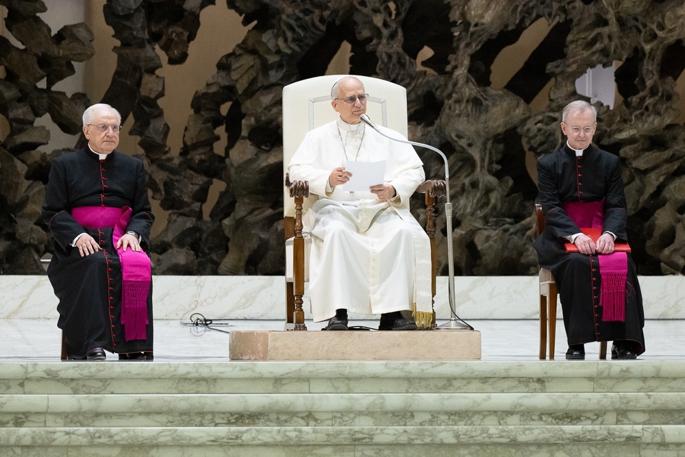 12th May 2025;  Vatican City, Rome, Italy; Pope Leo XIV Holds Audience for Journalist; Pope Leo XIV receives journalists and media workers in audience