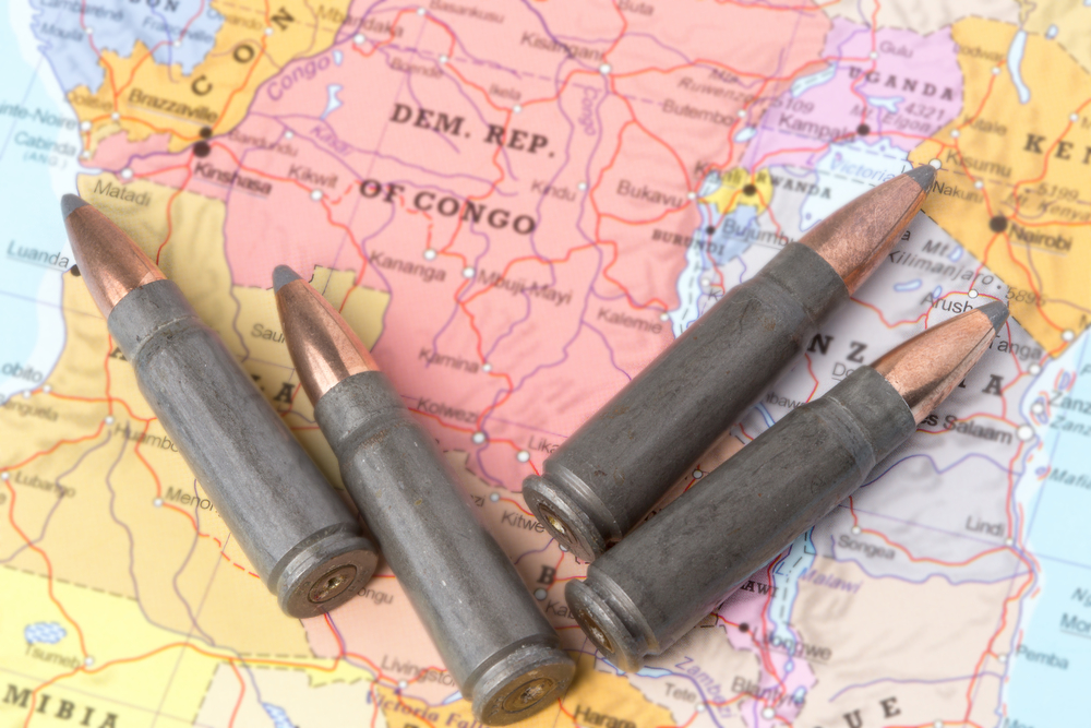 Four bullets on the geographical map of Democratic Republic of Congo