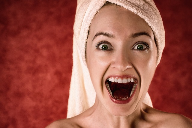woman with mouth open