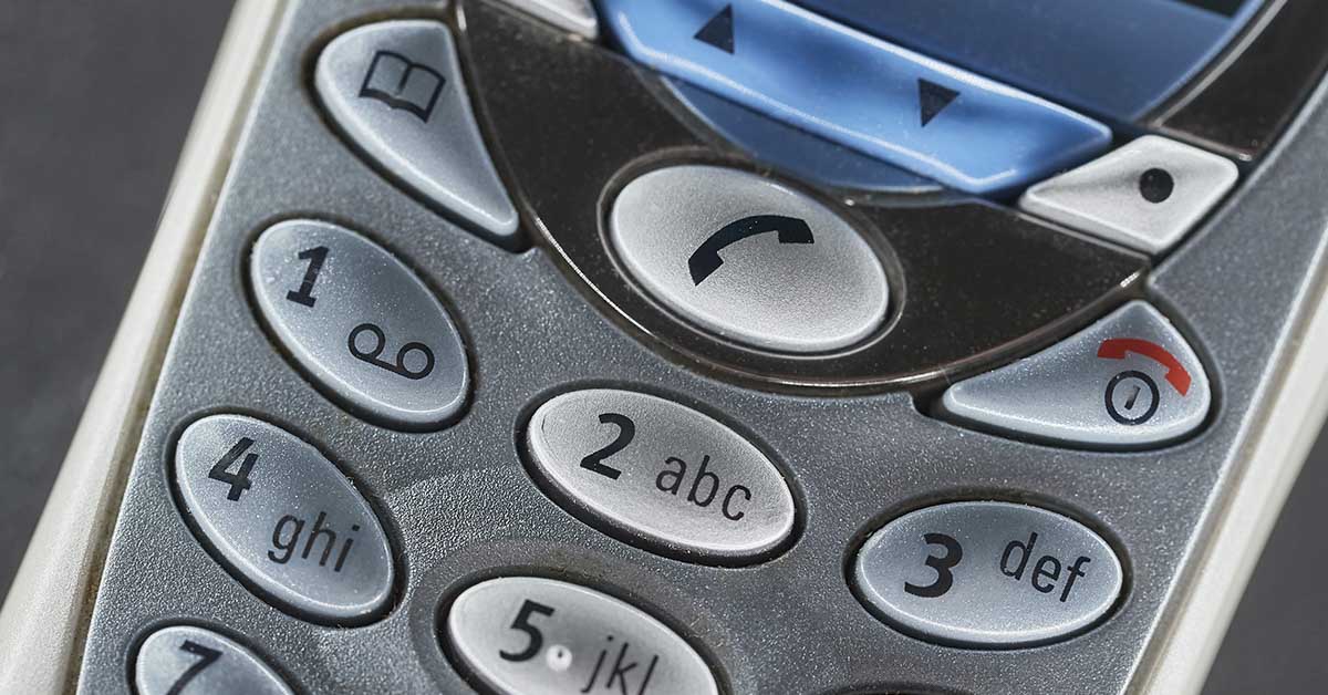 close-up of a Nokia 3310 or Nokia 1100 keypad.
