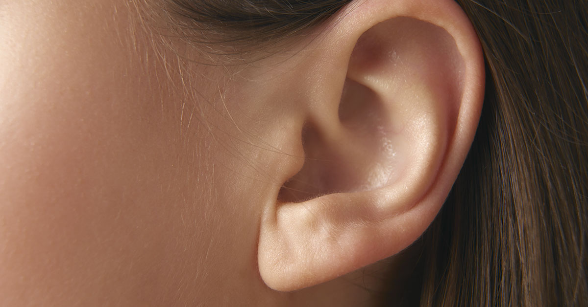 close up of woman's ear