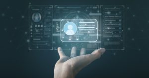You Can (and Should) Delete Yourself From The Internet. Here’s How. Businessman and Digital ID profile Card for Modern Business Authentication and Digital Security Privacy concept