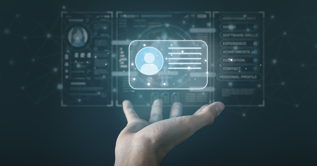 Businessman and Digital ID profile Card for Modern Business Authentication and Digital Security Privacy concept