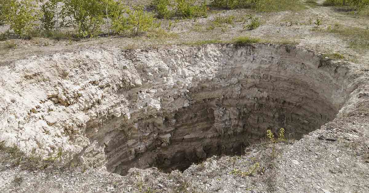 deep chasm in ground