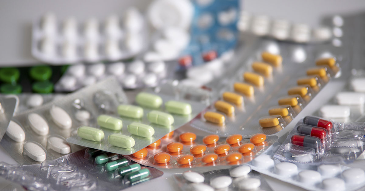 various medications in blister packs