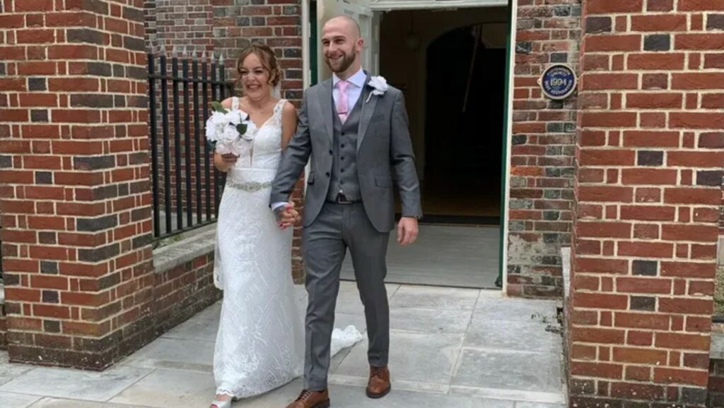 Beth and husband Luke when getting married