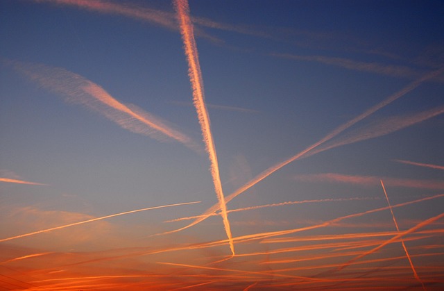 contrails in the sky