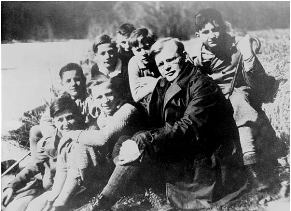 Dietrich Bonhoeffer with candidates for confirmation in 1932.