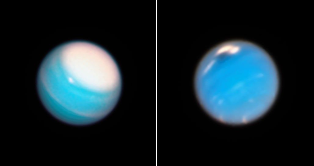 Uranus (left) and Neptune (right) taken from Hubble Space Telescope