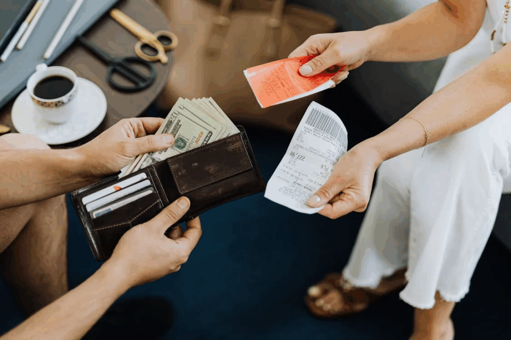 Person Getting Money Out of a Wallet