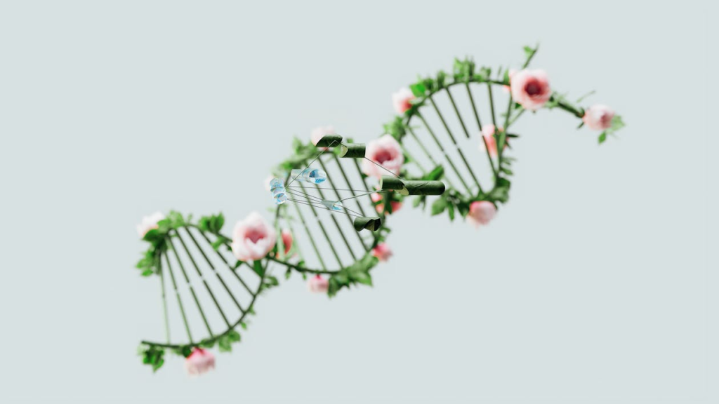 An artist’s illustration of artificial intelligence (AI). This image depicts how AI could assist in genomic studies and its applications. It was created by artist Nidia Dias as part of the