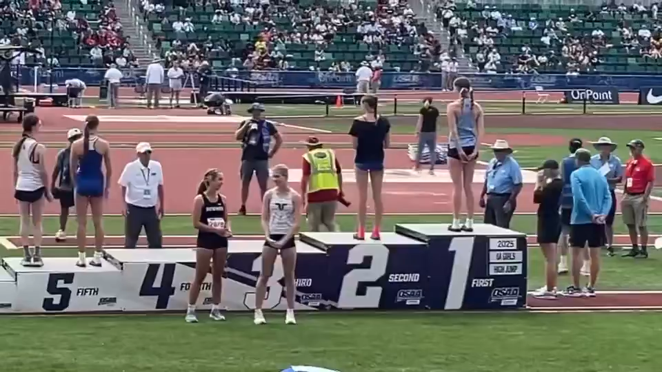 Track and field awards ceremony where athlete protest occurred over transgender competition policies.