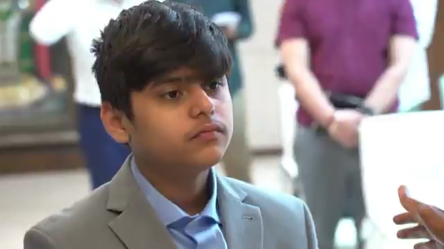 Close-up of Siddarth Nandyala during an interview, the young inventor behind the Circadian AI app.
