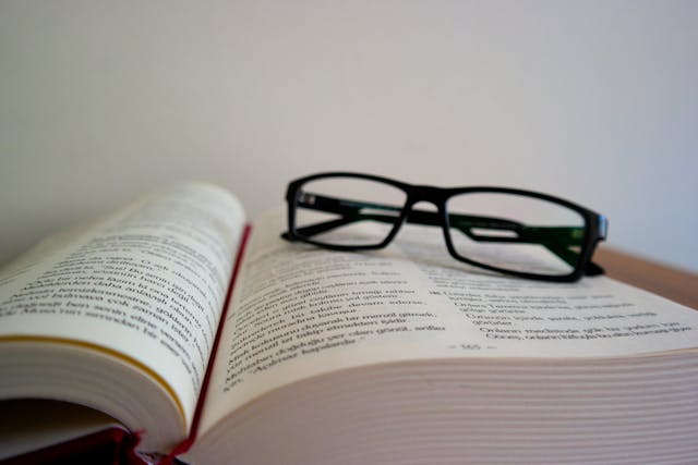 glasses on a book