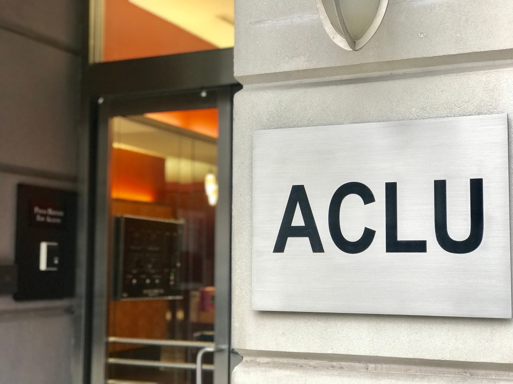 WASHINGTON, DC - JANUARY 19, 2019: ACLU - AMERICAN CIVIL LIBERTIES UNION - sign at entrance to DC office.
