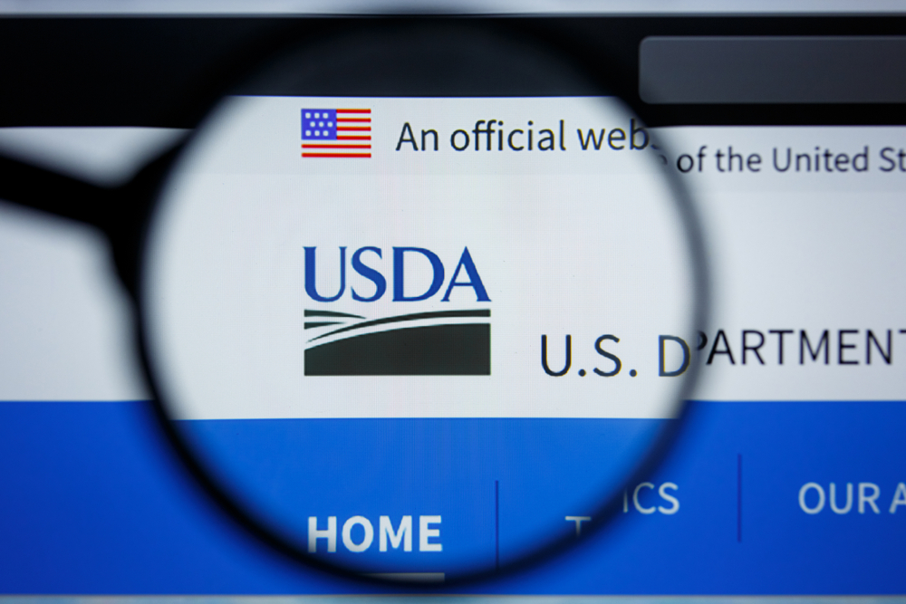 Los Angeles, California, USA - 17 Jule 2019: Illustrative Editorial of USDA website homepage. USDA logo visible on display screen.