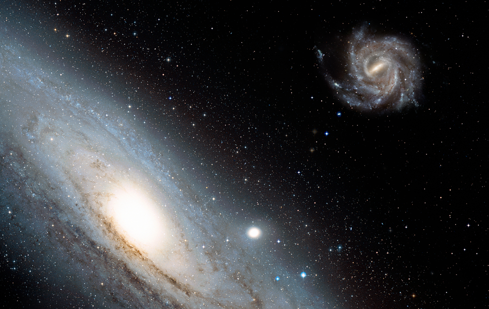 Andromeda galaxy against Our galaxy is milky way ( Heic0602a Pinwheel galaxy, Milky Way galaxy has been amended as) "Elements of this image furnished by NASA "