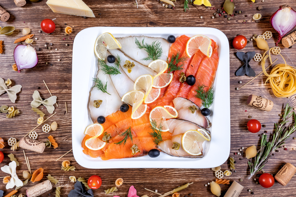 A lot of fillet from different kinds of fish.